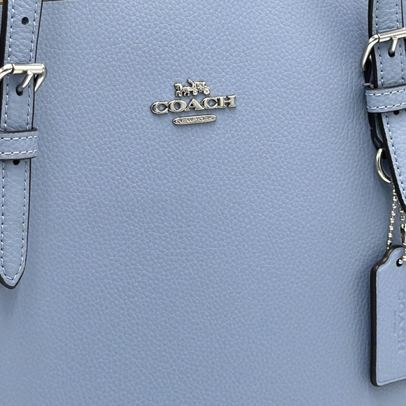 Coach 1671 Mollie Tote Leather Shoulder Bag Marble Blue color - Picture 7 of 15